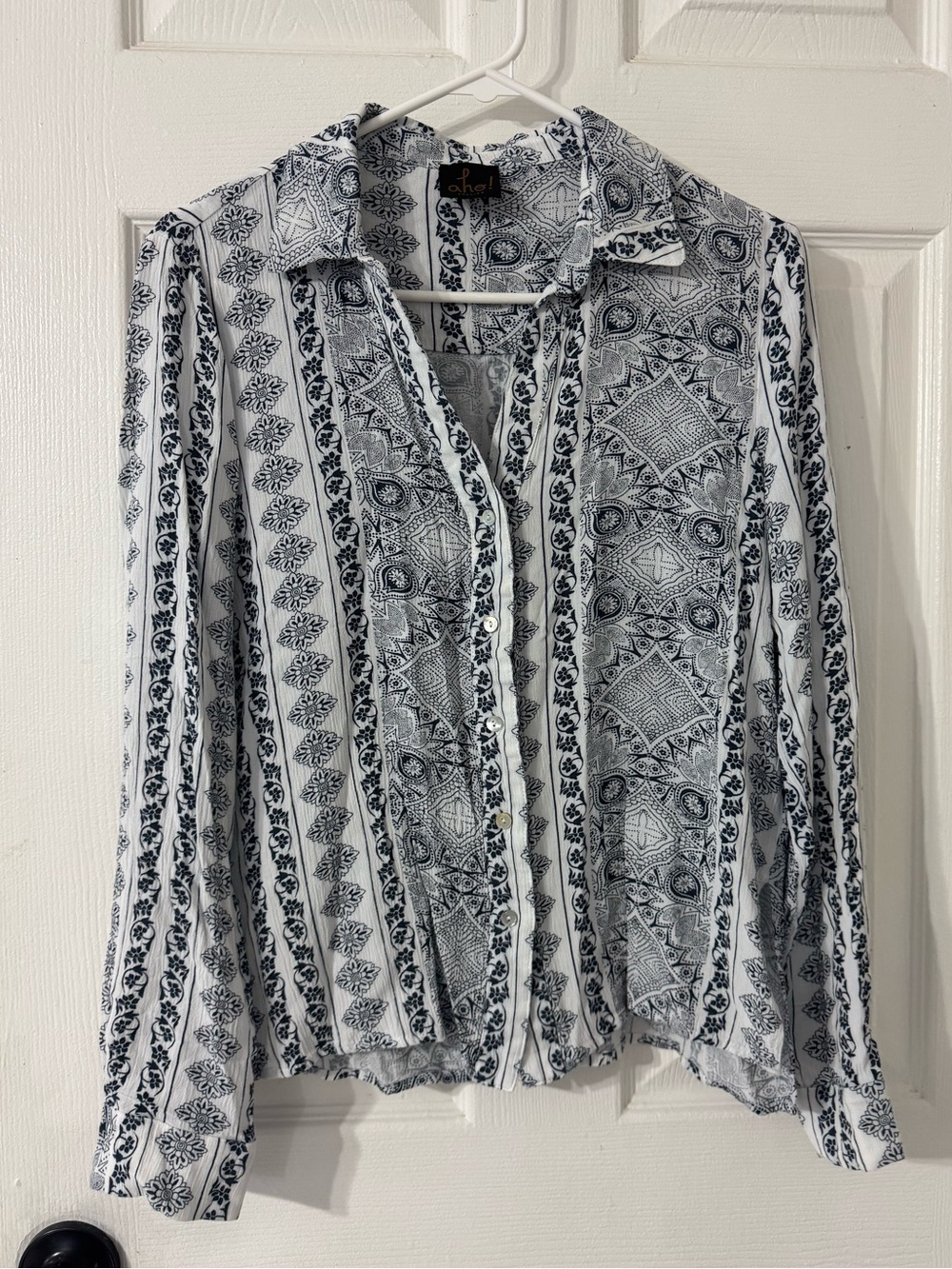 Aho! Atelier Navy & White Printed Button-Down Shirt